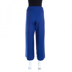 Issey Miyake Blue Split Tie Front Elasticized Waist Loose Pants S