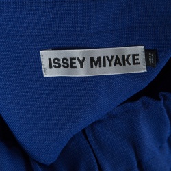 Issey Miyake Blue Split Tie Front Elasticized Waist Loose Pants S