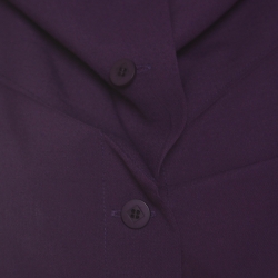 Issey Miyake Purple Wool Blend Geometric Patterned Buttoned Sleeveless Top XS