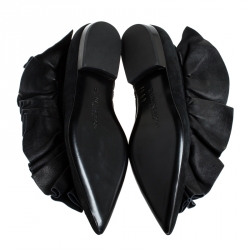 J.W.Anderson Black Suede Leather Frill Detail Ankle Boots Size 39