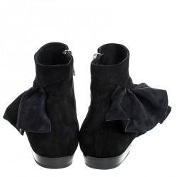 J.W.Anderson Black Suede Leather Frill Detail Ankle Boots Size 39