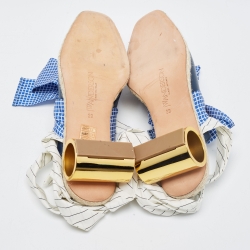 J.W.Anderson Navy Blue Leather and Fabric Cylindrical Mules Size 39