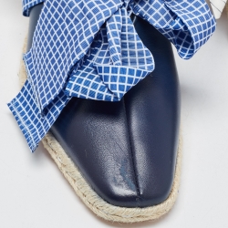 J.W.Anderson Navy Blue Leather and Fabric Cylindrical Mules Size 39