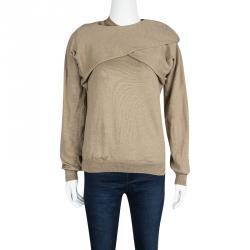 Pre Owned J.W.Anderson Brown Merino Wool Draped Overlap Shoulder Detail Sweater L