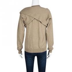 Pre Owned J.W.Anderson Brown Merino Wool Draped Overlap Shoulder Detail Sweater L