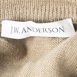 Pre Owned J.W.Anderson Brown Merino Wool Draped Overlap Shoulder Detail Sweater L