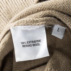 Pre Owned J.W.Anderson Brown Merino Wool Draped Overlap Shoulder Detail Sweater L