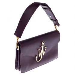 Pre Owned  J.W.Anderson Dark Burgundy Leather Anchor Logo Chain Shoulder Bag