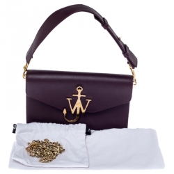 Pre Owned  J.W.Anderson Dark Burgundy Leather Anchor Logo Chain Shoulder Bag
