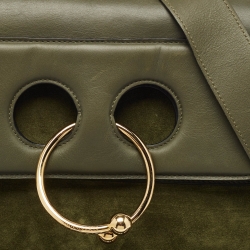 J.W.Anderson Dark Green Suede and Leather Large Pierce Shoulder Bag