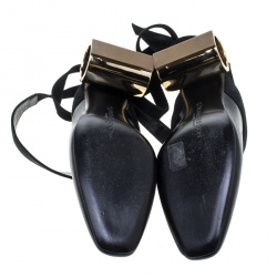 J.W.Anderson Black Leather Ankle Tie Cylindrical Heel Mules Size 37