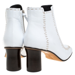 J.W.Anderson White Leather Stitch Detail Ankle Boots Size 41