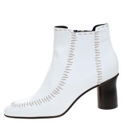 J.W.Anderson White Leather Stitch Detail Ankle Boots Size 41