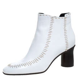 J.W.Anderson White Leather Stitch Detail Ankle Boots Size 41