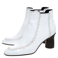 J.W.Anderson White Leather Stitch Detail Ankle Boots Size 41