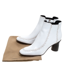 J.W.Anderson White Leather Stitch Detail Ankle Boots Size 41