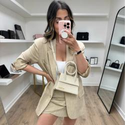 مملوكة مسبقًا Jacquemus Beige Linen Le Chiquito Bag