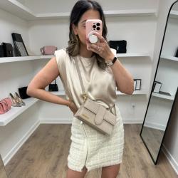 Pre Owned Jacquemus Greige Suede Le Grand Bambino Bag