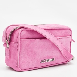 مملوكة مسبقًا Jacquemus Pink Suede Le Baneto Crossbody Bag