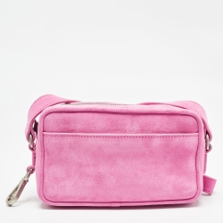 مملوكة مسبقًا Jacquemus Pink Suede Le Baneto Crossbody Bag