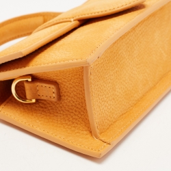 Pre Owned Jacquemus Orange Nubuck Leather Le Bambino Mini Top Handle Bag.