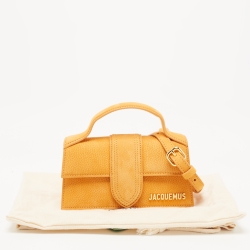 Pre Owned Jacquemus Orange Nubuck Leather Le Bambino Mini Top Handle Bag.