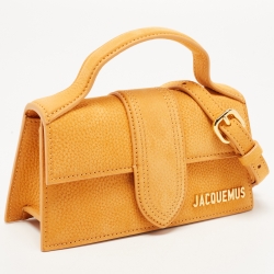 Pre Owned Jacquemus Orange Nubuck Leather Le Bambino Mini Top Handle Bag.