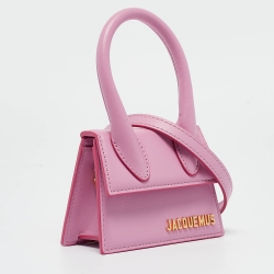 Pre Owned Jacquemus Pink Leather Mini Le Chiquito Top Handle Bag