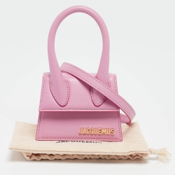 Pre Owned Jacquemus Pink Leather Mini Le Chiquito Top Handle Bag