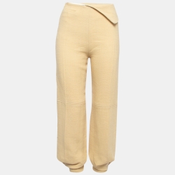 Yellow Wool Blend Ankle Gathered Trousers