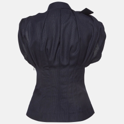 Jacquemus L'amour D'un Gitan Pleated Navy Blue Wool Corset Top S