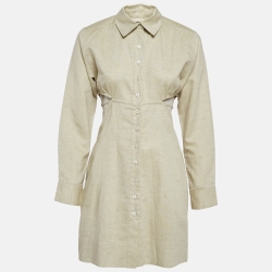 Lannee 97 Cotton And Linen Cut-Out Shirt Dress