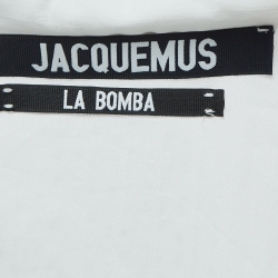 Jacquemus La Bomba White Cotton and Crepe Fringe Shirt Dress M