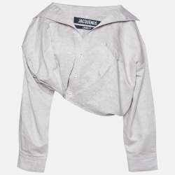 Pre Owned Jacquemus L'Annee 97 Pale Purple Cotton & Linen Crop Top M