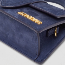 Pre Owned Jacquemus Dark Blue Suede Mini Le Bambino Top Handle Bag