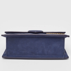Pre Owned Jacquemus Dark Blue Suede Mini Le Bambino Top Handle Bag