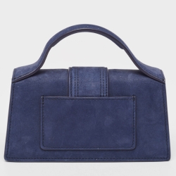 Pre Owned Jacquemus Dark Blue Suede Mini Le Bambino Top Handle Bag