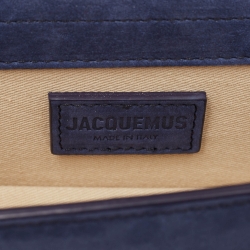 Pre Owned Jacquemus Dark Blue Suede Mini Le Bambino Top Handle Bag