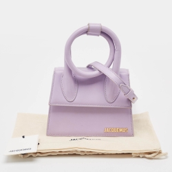 Pre Owned Jacquemus Lilac Leather Le Chiquito Noeud Top Handle Bag