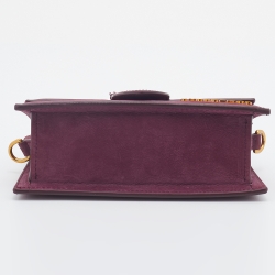 Pre Owned Jacquemus Burgundy Nubuck Leather Le Bambino Mini Top Handle Bag.
