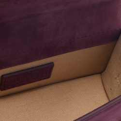 Pre Owned Jacquemus Burgundy Nubuck Leather Le Bambino Mini Top Handle Bag.