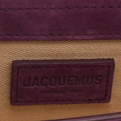 Pre Owned Jacquemus Burgundy Nubuck Leather Le Bambino Mini Top Handle Bag.