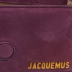 Pre Owned Jacquemus Burgundy Nubuck Leather Le Bambino Mini Top Handle Bag.