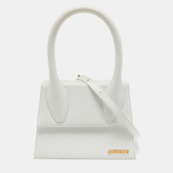 Pre Owned Jacquemus White Leather Le Grand Chiquito Top Handle Bag