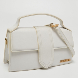 Jacquemus White Leather Le Grand Bambino Top Handle Bag