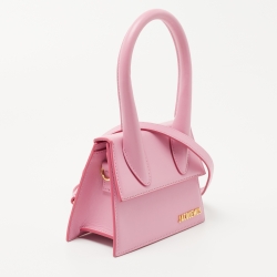 Pre Owned Jacquemus Pink Leather Le Chiquito Moyen Top Handle Bag