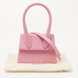 Pre Owned Jacquemus Pink Leather Le Chiquito Moyen Top Handle Bag