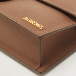 مملوكة مسبقًا Jacquemus Brown Nubuck Leather Le Bambinou Top Handle Bag