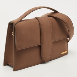 مملوكة مسبقًا Jacquemus Brown Nubuck Leather Le Bambinou Top Handle Bag