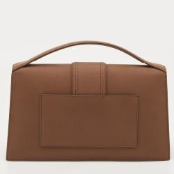 مملوكة مسبقًا Jacquemus Brown Nubuck Leather Le Bambinou Top Handle Bag